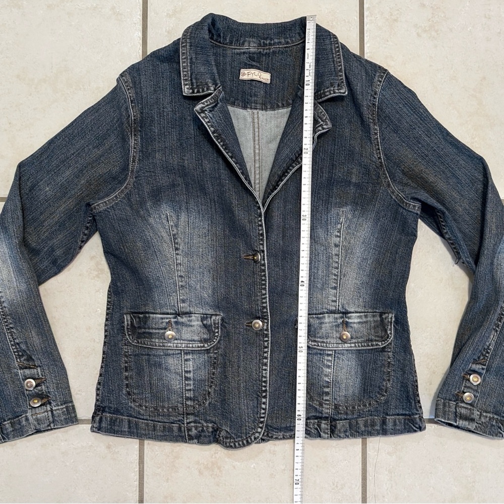 Size L Authentic Y2K Vintage Fylo Whimsigoth Denim Button Up Coat Bohemian Fairy - Picture 9 of 15